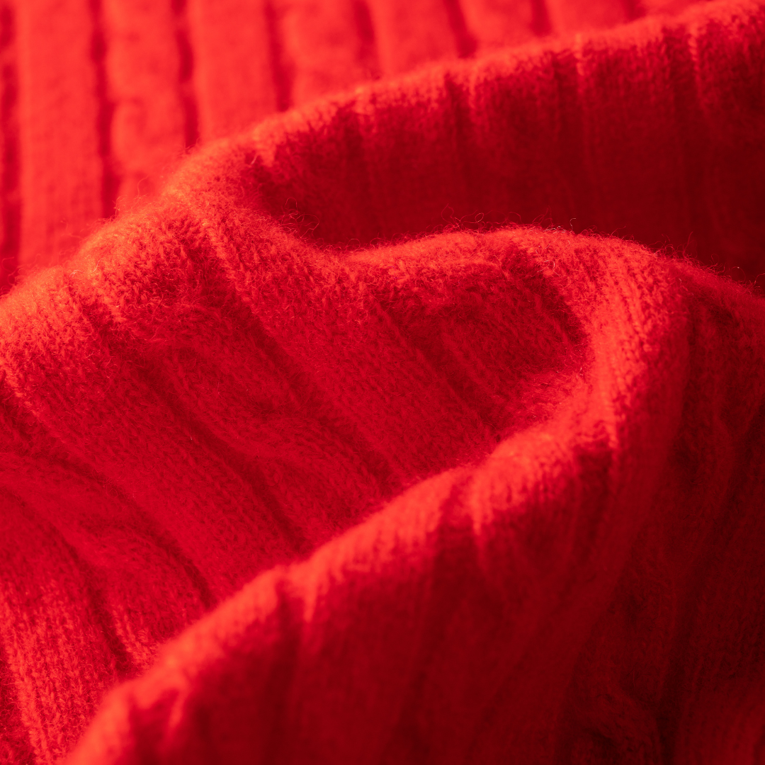 Classic Extra Fine Merino Wool Twist Knit Cardigan | Flame Red