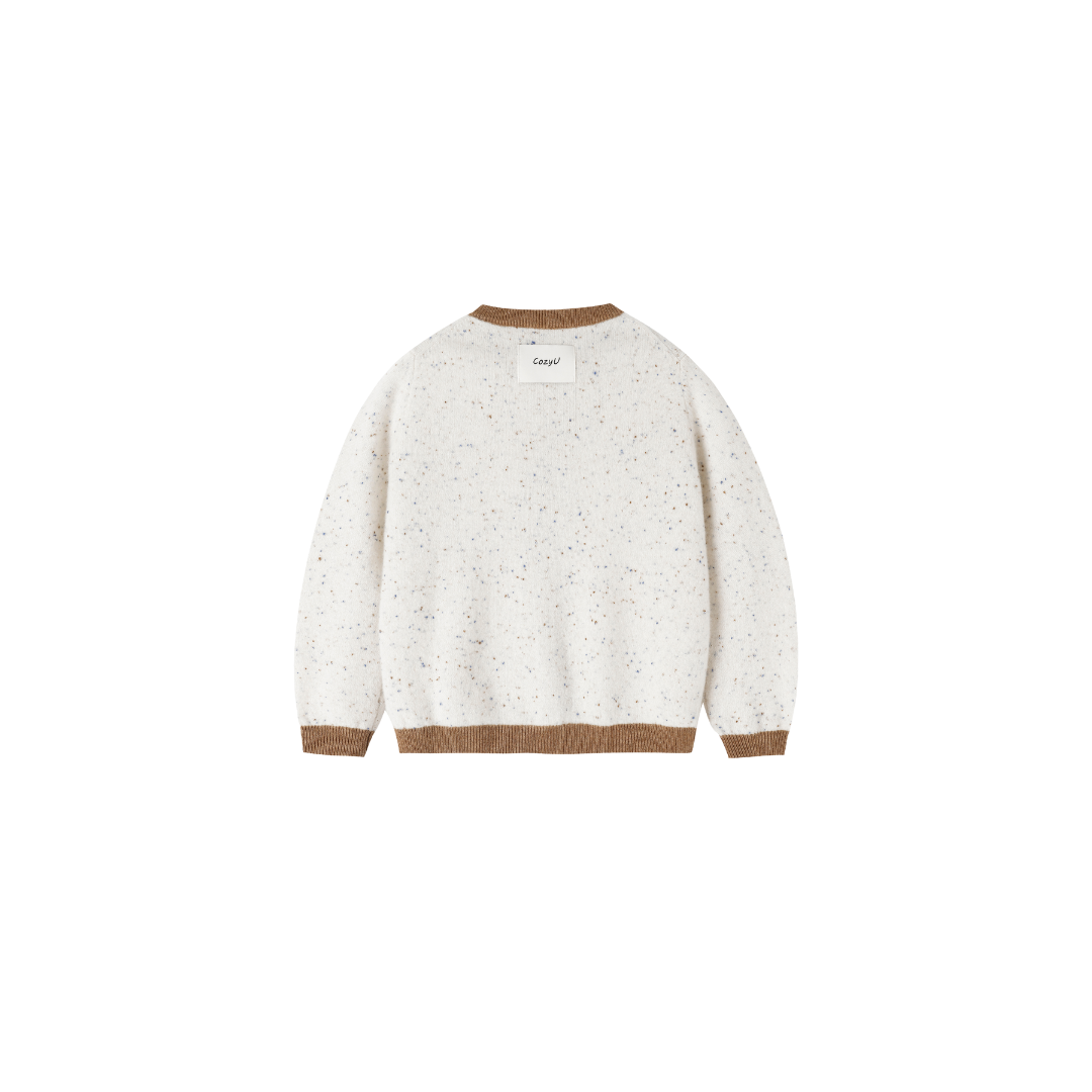 Heirloom Speckle 100% Cashmere Cardigan | Almond Cream