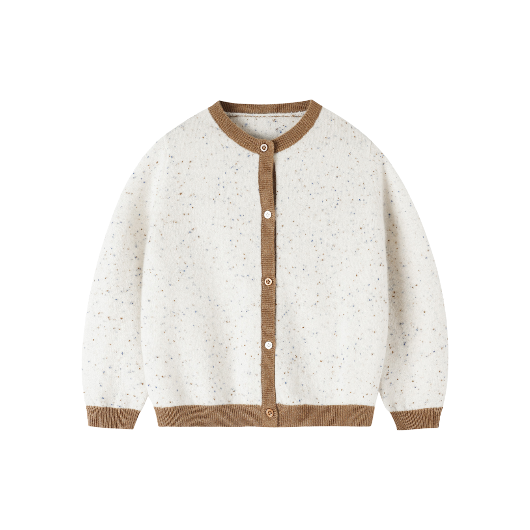 Heirloom Speckle 100% Cashmere Cardigan | Almond Cream