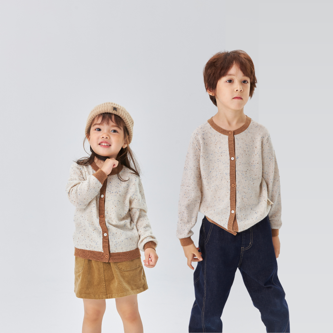 Heirloom Speckle 100% Cashmere Cardigan | Almond Cream