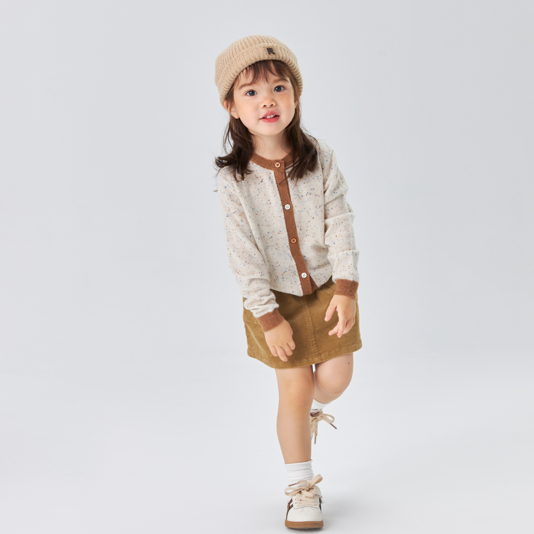 Heirloom Speckle 100% Cashmere Cardigan | Almond Cream