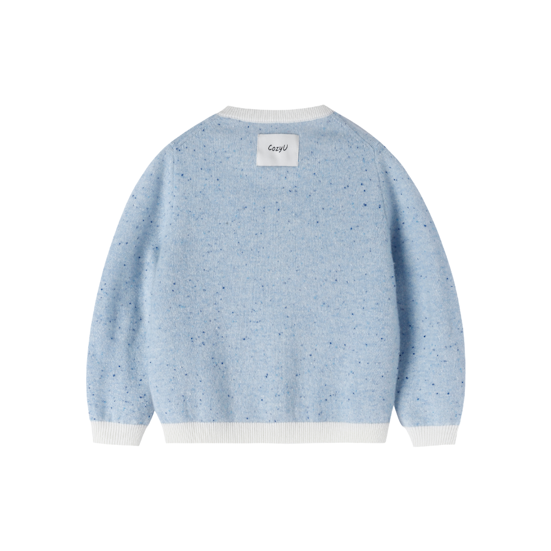 Heirloom Speckle 100% Cashmere Cardigan | Cloud Blue