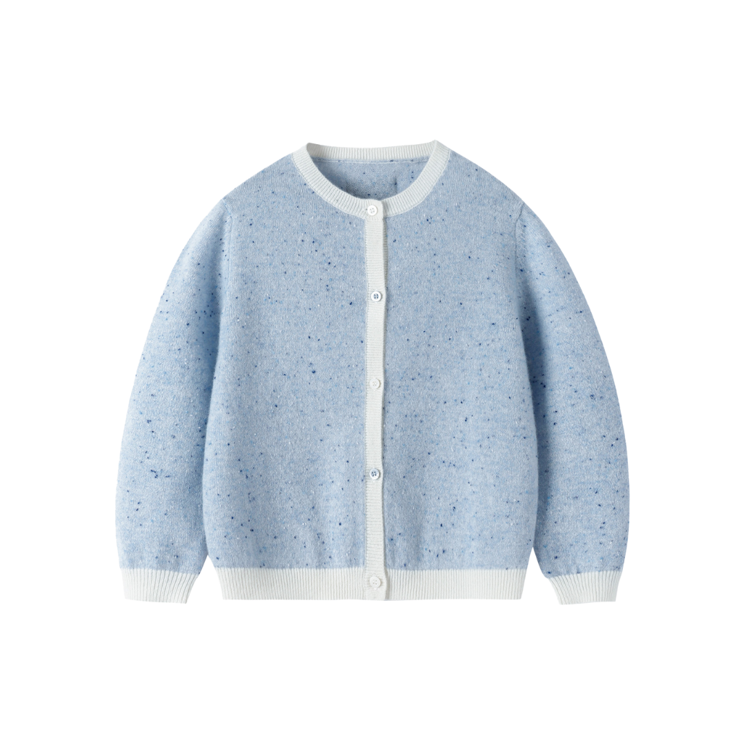 Heirloom Speckle 100% Cashmere Cardigan | Cloud Blue