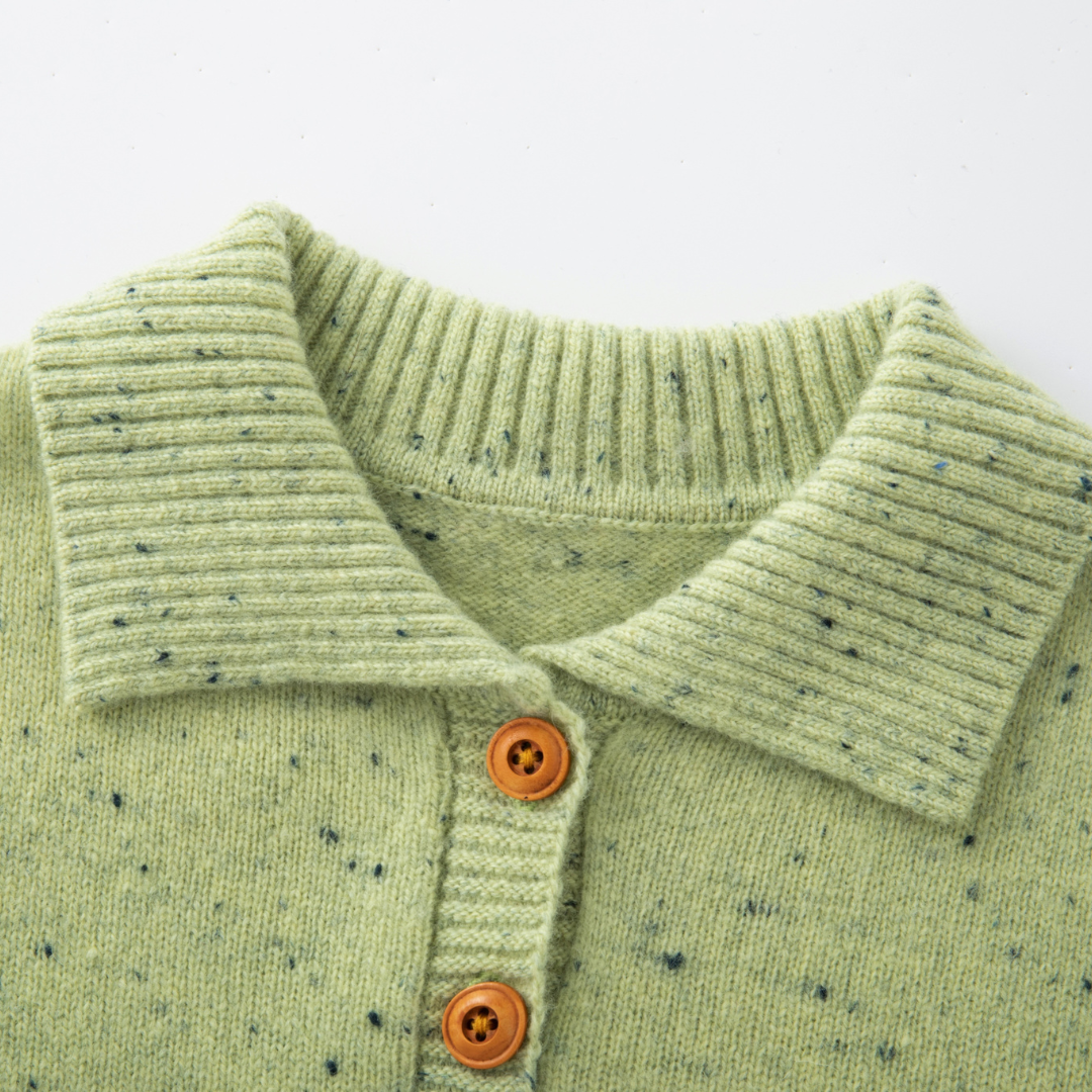 Merino Meadow Speckle Knit Polo Jumper
