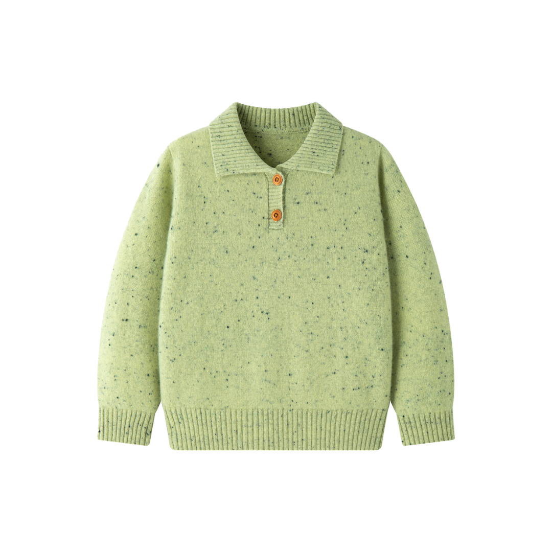 Merino Meadow Speckle Knit Polo Jumper
