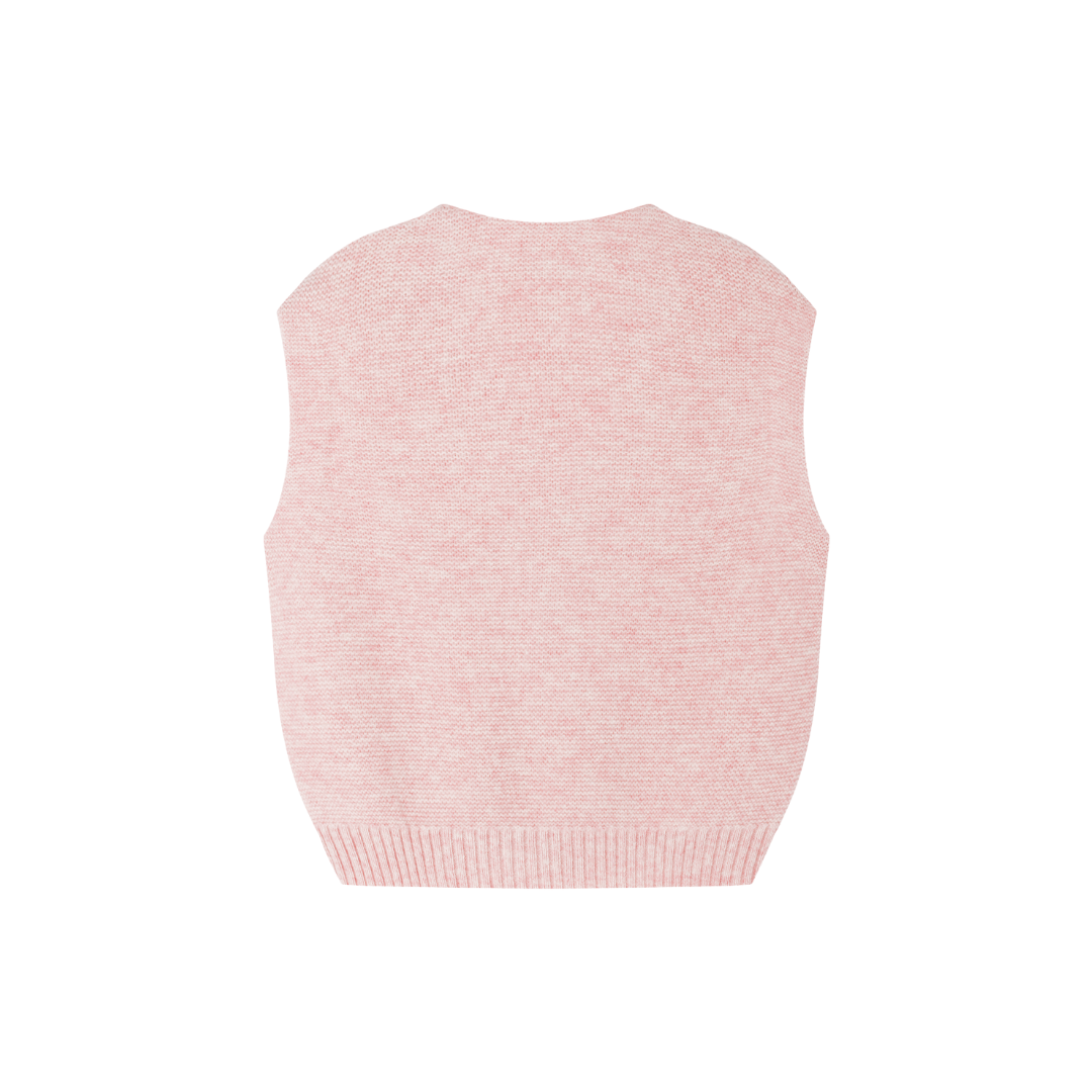 Merino V-Neck Knit Vest | Blossom Pink