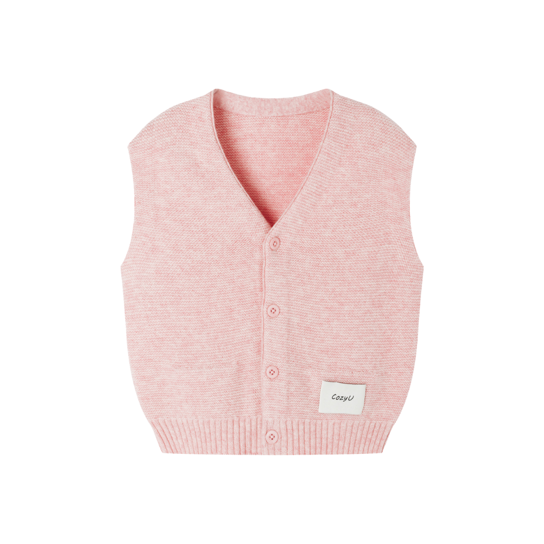 【送料&関税込】ChloAC Pastel Pink Wool Vest Blossom Pink Merino Wool Vest for Kids | CozyU Sleeveless V