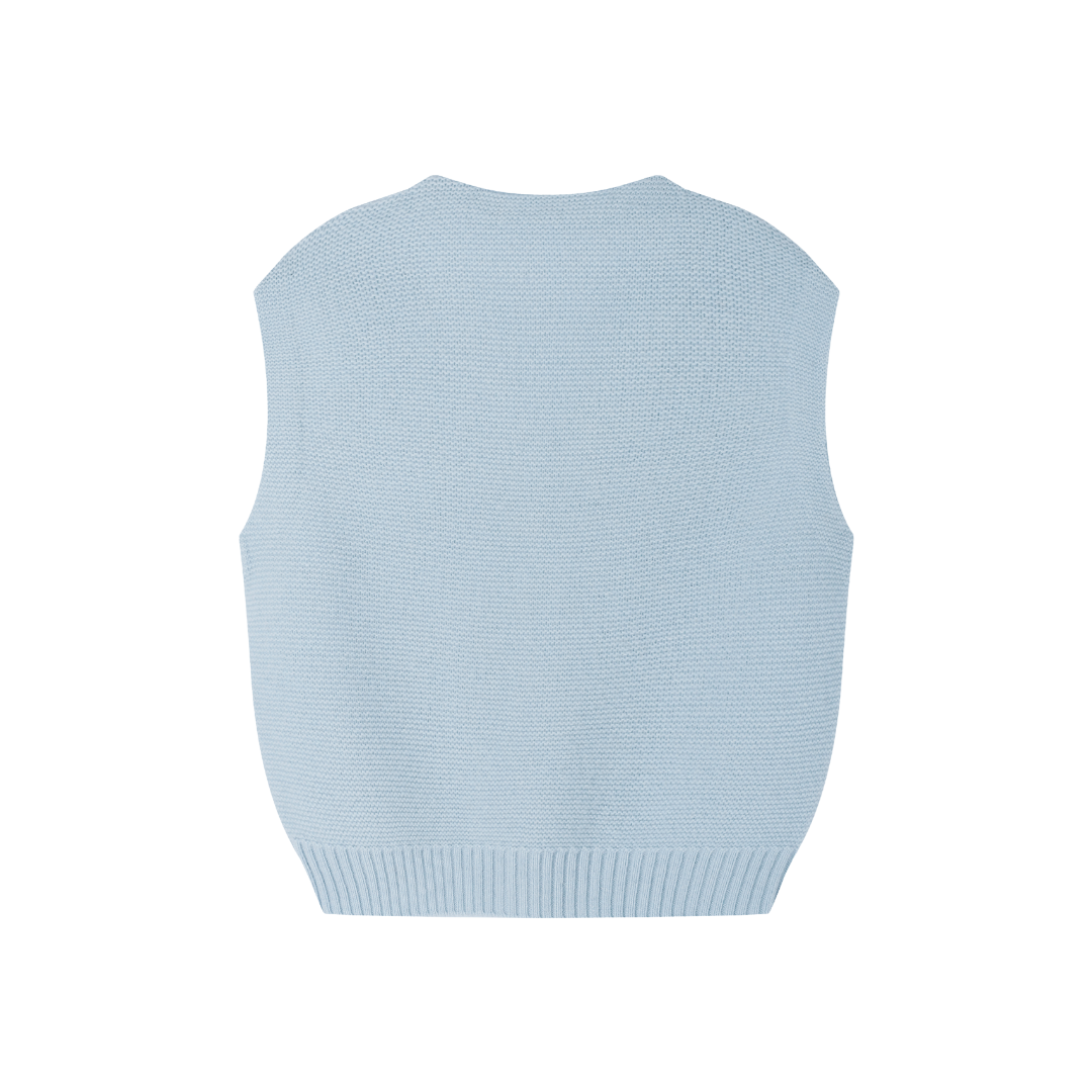 Merino V-Neck Knit Vest | Cloud Blue
