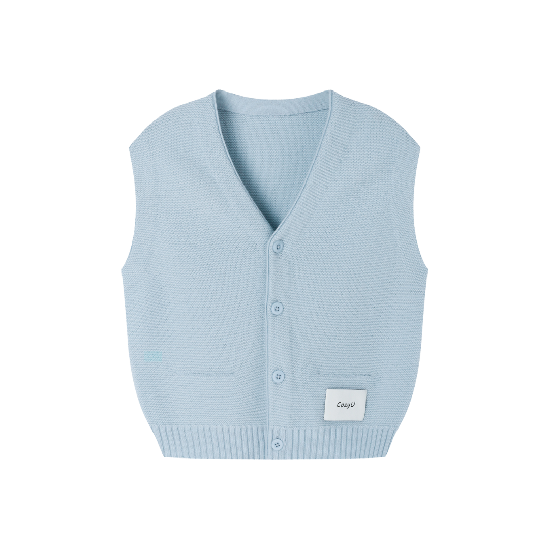 Merino V-Neck Knit Vest | Cloud Blue