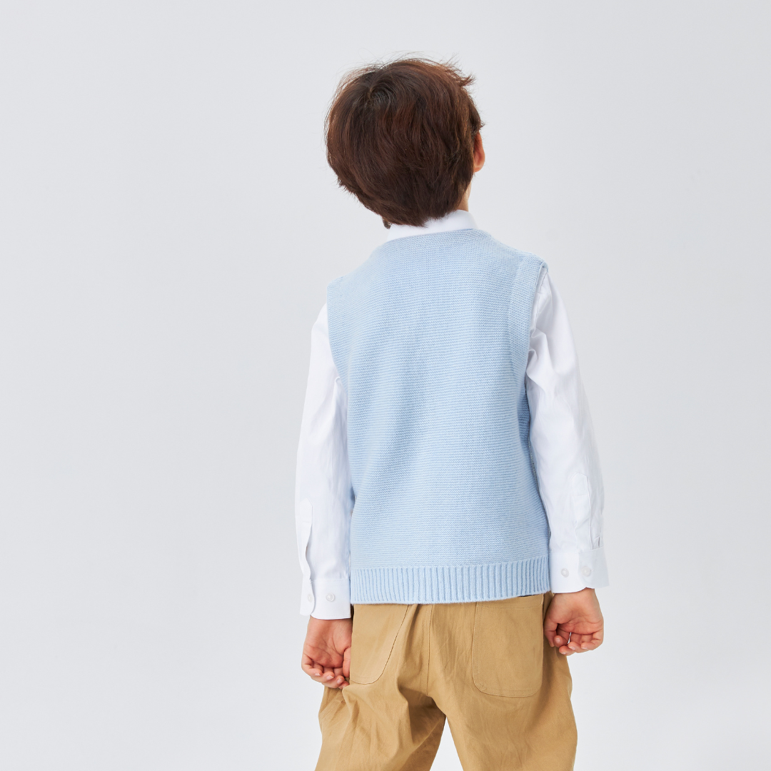 Merino V-Neck Knit Vest | Cloud Blue