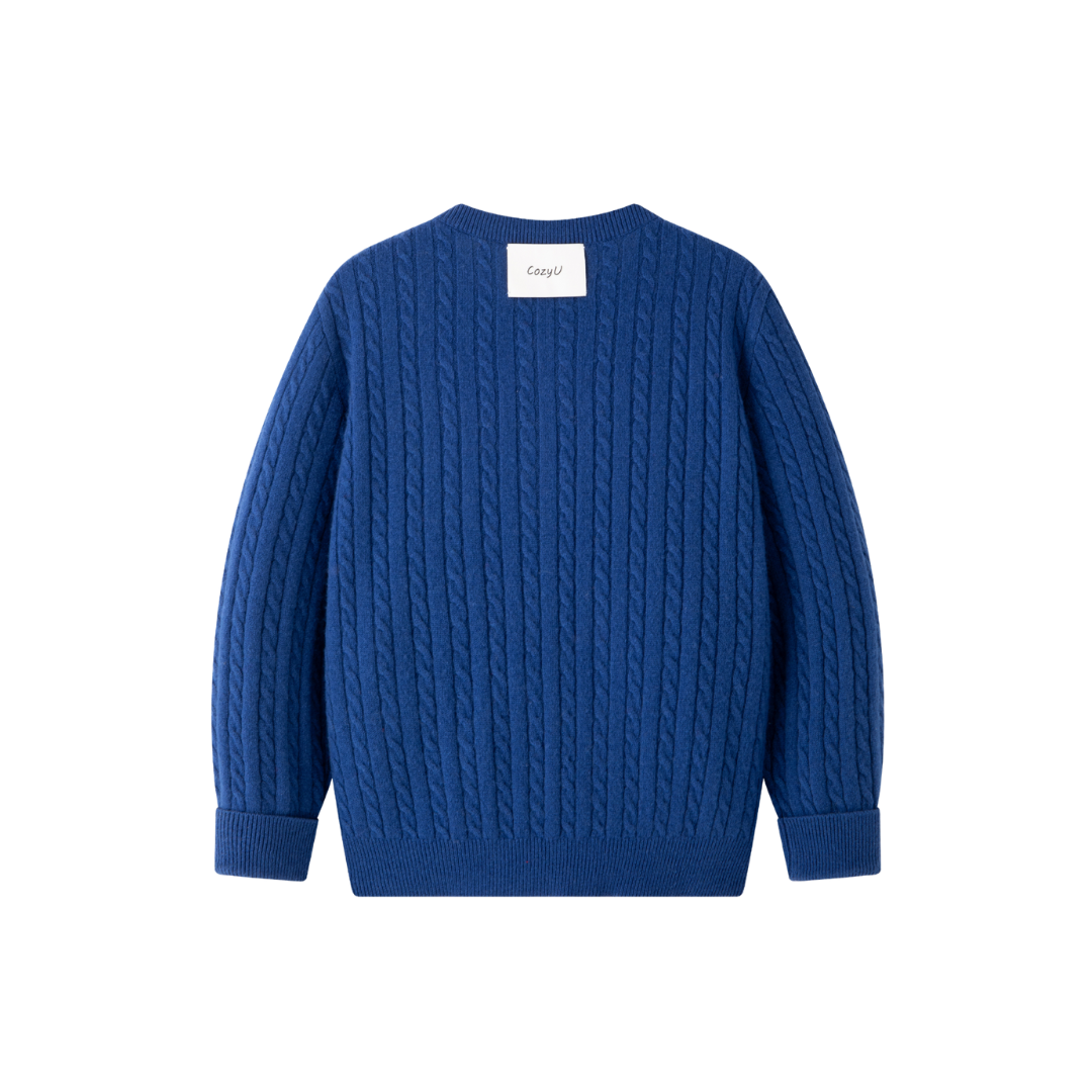 Classic Extra Fine Merino Wool Twist Knit Cardigan | Sapphire Blue