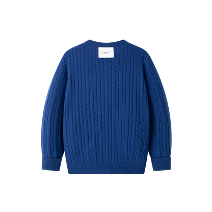 Classic Extra Fine Merino Wool Twist Knit Cardigan | Sapphire Blue