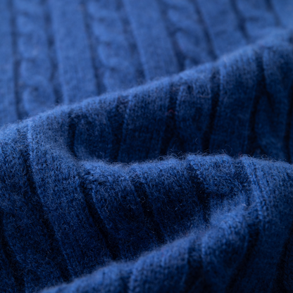 Classic Extra Fine Merino Wool Twist Knit Cardigan | Sapphire Blue