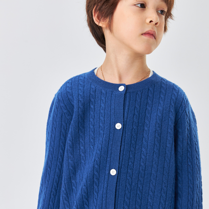 Classic Extra Fine Merino Wool Twist Knit Cardigan | Sapphire Blue
