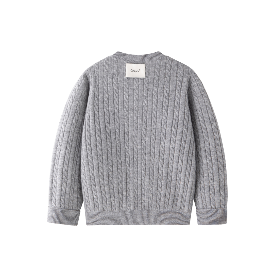 Classic Extra Fine Merino Wool Twist Knit Cardigan | Silver Haze