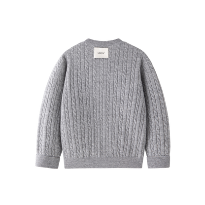 Classic Extra Fine Merino Wool Twist Knit Cardigan | Silver Haze