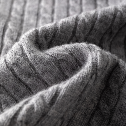 Classic Extra Fine Merino Wool Twist Knit Cardigan | Silver Haze