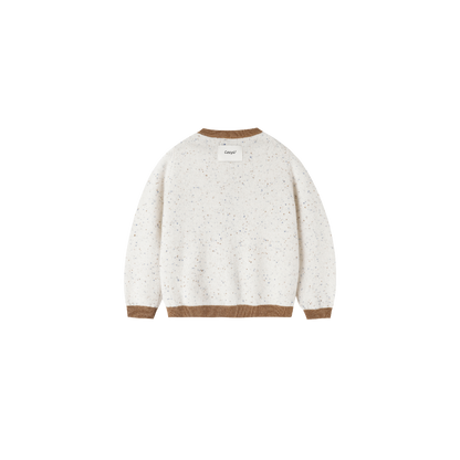 Heirloom Speckle 100% Cashmere Cardigan | Almond Cream