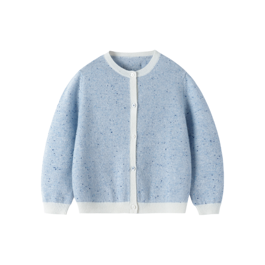 Heirloom Speckle 100% Cashmere Cardigan | Cloud Blue