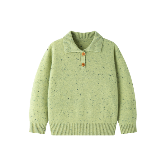 Merino Meadow Speckle Knit Polo Jumper