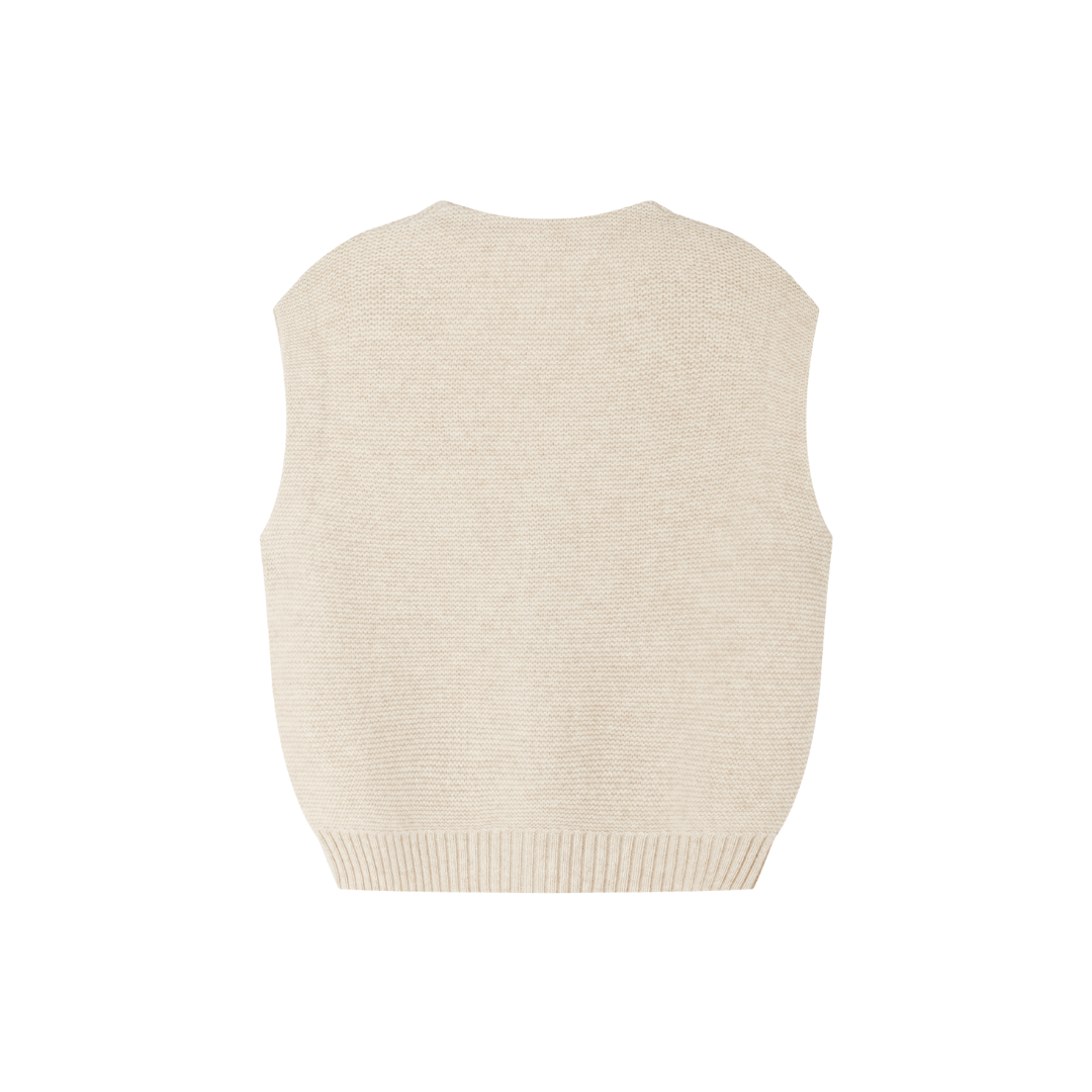 Merino V-Neck Knit Vest | Almond Cream