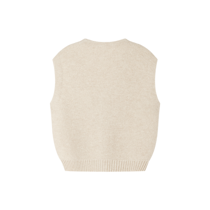 Merino V-Neck Knit Vest | Almond Cream