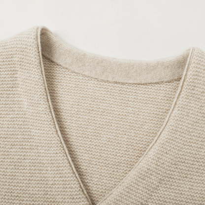Merino V-Neck Knit Vest | Almond Cream