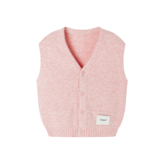 Merino V-Neck Knit Vest | Blossom Pink