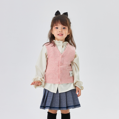 Merino V-Neck Knit Vest | Blossom Pink