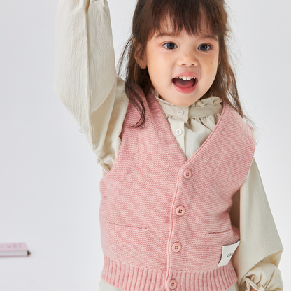 Merino V-Neck Knit Vest | Blossom Pink
