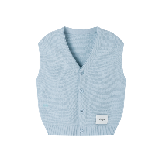 Merino V-Neck Knit Vest | Cloud Blue