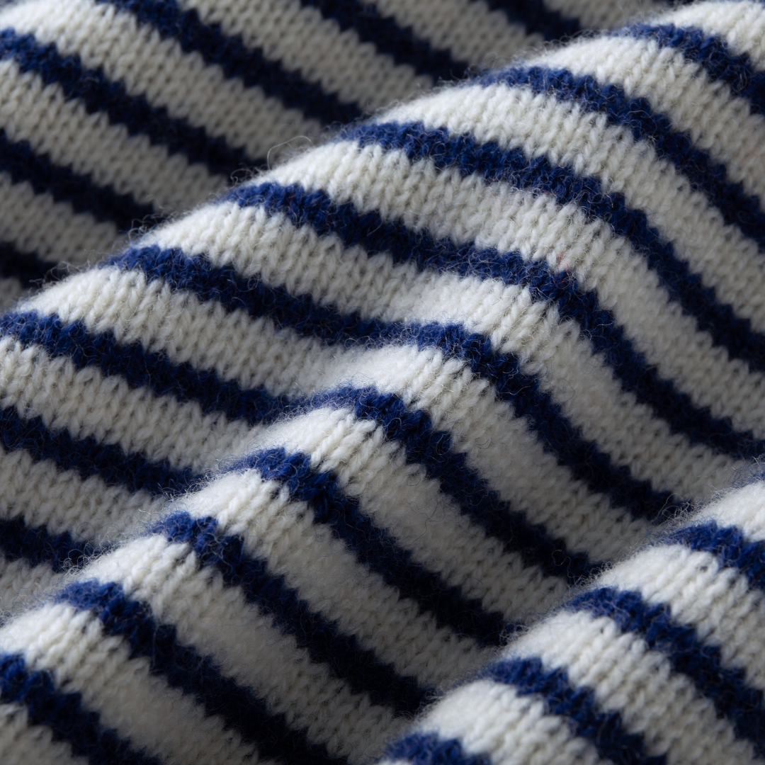 Nautical Navy Blue Striped Merino Wool Jumper
