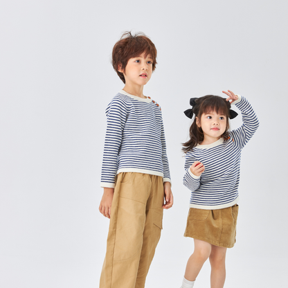 Nautical Navy Blue Striped Merino Wool Jumper