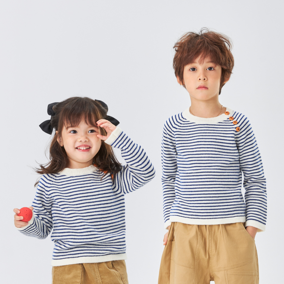 Nautical Navy Blue Striped Merino Wool Jumper
